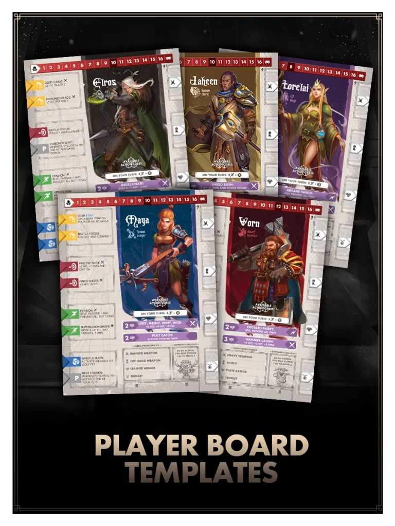 Player Board Templates of Chronicles of Drunagor: Age of Darkness